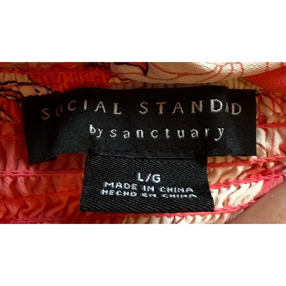 Social Standard by Sanctuary Coral Orange Floral Tiered Midi Dress Large